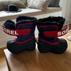 Sorel Baby / Toddler Snow Commander Boots, Nocturnal, Sail Red - worn once!